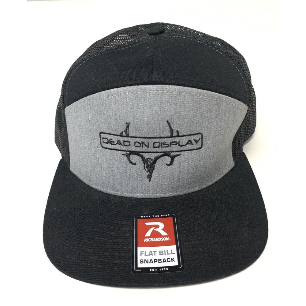 Richardson Flat Bill Snapback Mesh Back Hat Deer Elk Antlers Hunting Black Grey